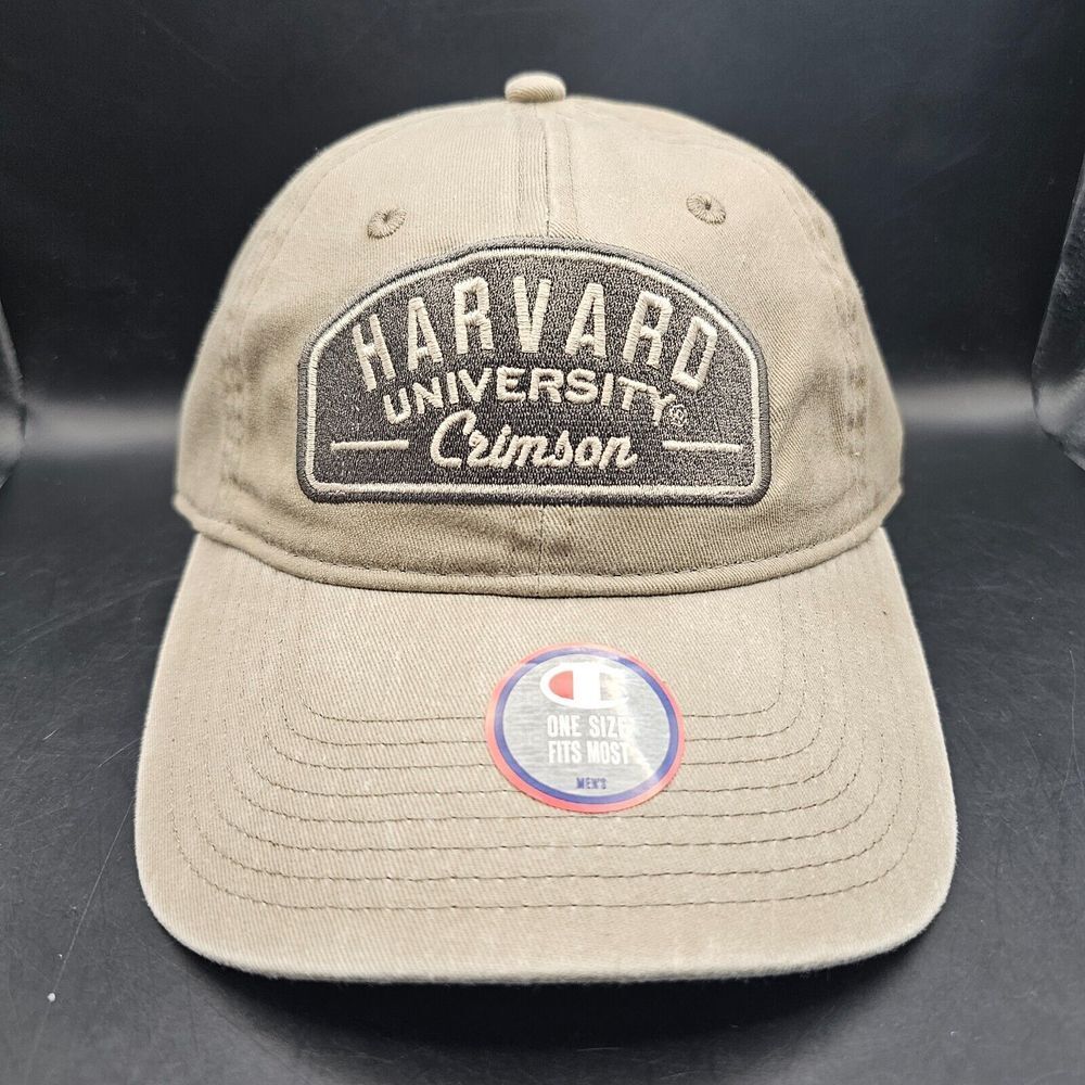 Champion Harvard University Crimson Strapback Hat Cap Dad Beige Khaki Adult NEW